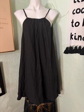 NWT Velvet by Graham & Spencer Black Mini Linen Shift Dress